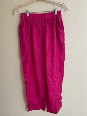 Bright Fuchsia Silk Elastic Waist Pants